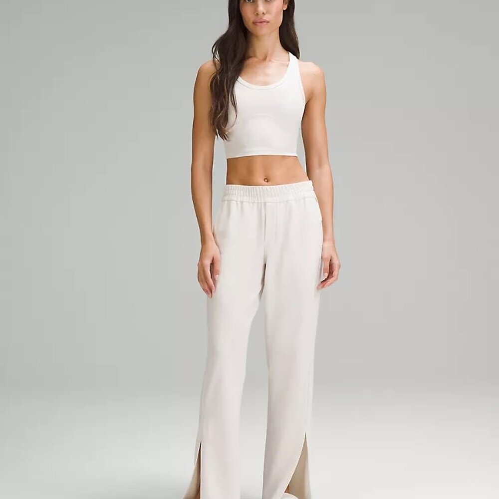 Lululemon LAB Stretch Cupro Wide Leg Pants White Opal Size 6 Split Hem